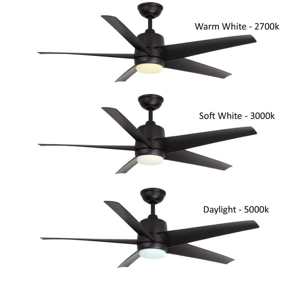 Mena 54 in. White Color Changing Integrated LED Indoor/Outdoor Matte Black Ceiling Fan with Light Kit and Remote Control by Hampton Bay 5 Mena 54 in. White Color Changing Integrated LED Indoor/Outdoor Matte Black Ceiling Fan with Light Kit and Remote Control by Hampton Bay - Image 5