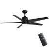 Mena 54 in. White Color Changing Integrated LED Indoor/Outdoor Matte Black Ceiling Fan with Light Kit and Remote Control by Hampton Bay