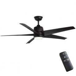 Mena 54 in. White Color Changing Integrated LED Indoor/Outdoor Matte Black Ceiling Fan with Light Kit and Remote Control by Hampton Bay