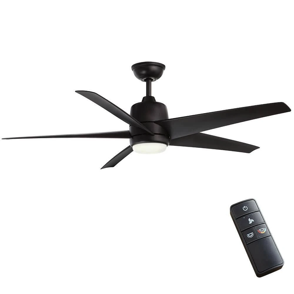 Mena 54 in. White Color Changing Integrated LED Indoor/Outdoor Matte Black Ceiling Fan with Light Kit and Remote Control by Hampton Bay 1 Mena 54 in. White Color Changing Integrated LED Indoor/Outdoor Matte Black Ceiling Fan with Light Kit and Remote Control by Hampton Bay