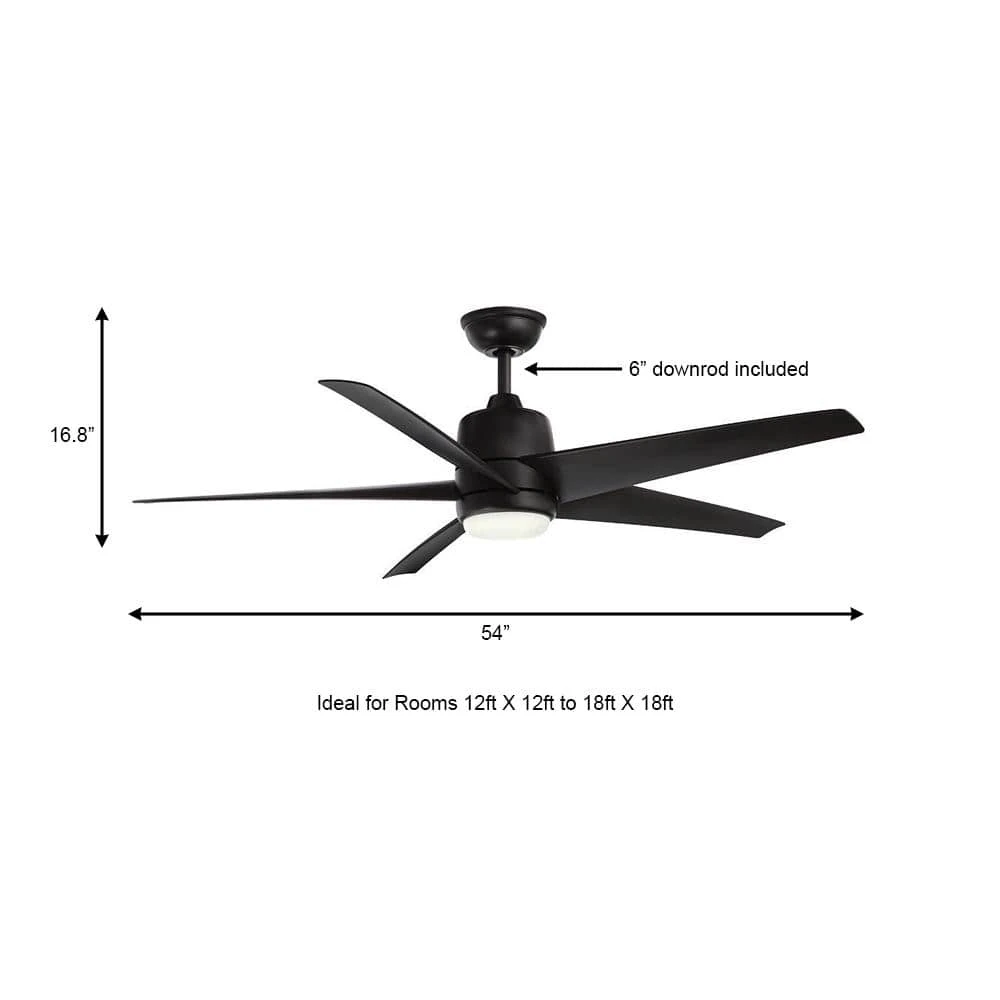 Mena 54 in. White Color Changing Integrated LED Indoor/Outdoor Matte Black Ceiling Fan with Light Kit and Remote Control by Hampton Bay 4 Mena 54 in. White Color Changing Integrated LED Indoor/Outdoor Matte Black Ceiling Fan with Light Kit and Remote Control by Hampton Bay - Image 4