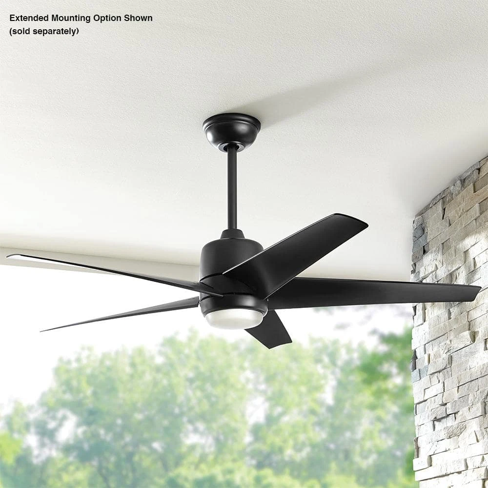 Mena 54 in. White Color Changing Integrated LED Indoor/Outdoor Matte Black Ceiling Fan with Light Kit and Remote Control by Hampton Bay 2 Mena 54 in. White Color Changing Integrated LED Indoor/Outdoor Matte Black Ceiling Fan with Light Kit and Remote Control by Hampton Bay - Image 2
