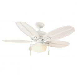 Palm Beach III 48 in. LED Indoor/Outdoor Matte White Ceiling Fan with Light Kit by Hampton Bay