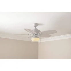 Palm Beach III 48 in. LED Indoor/Outdoor Matte White Ceiling Fan with Light Kit by Hampton Bay -Hampton Bay Sales matte white hampton bay ceiling fans with lights 51469 77 1000
