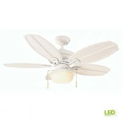 Palm Beach III 48 in. LED Indoor/Outdoor Matte White Ceiling Fan with Light Kit by Hampton Bay -Hampton Bay Sales matte white hampton bay ceiling fans with lights 51469 c3 1000