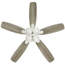 Hollis 52 in. Indoor LED Matte White Dry Rated Ceiling Fan with 5 Reversible Blades, Light Kit and Remote Control by Hampton Bay -Hampton Bay Sales matte white hampton bay ceiling fans with lights 52198 1d 1000