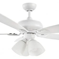 Hollis 52 in. Indoor LED Matte White Dry Rated Ceiling Fan with 5 Reversible Blades, Light Kit and Remote Control by Hampton Bay -Hampton Bay Sales matte white hampton bay ceiling fans with lights 52198 66 1000