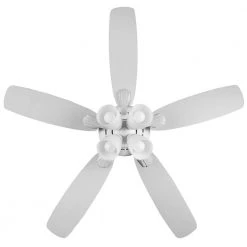 Hollis 52 in. Indoor LED Matte White Dry Rated Ceiling Fan with 5 Reversible Blades, Light Kit and Remote Control by Hampton Bay -Hampton Bay Sales matte white hampton bay ceiling fans with lights 52198 76 1000