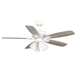 Hollis 52 in. Indoor LED Matte White Dry Rated Ceiling Fan with 5 Reversible Blades, Light Kit and Remote Control by Hampton Bay -Hampton Bay Sales matte white hampton bay ceiling fans with lights 52198 c3 1000
