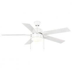 52 in. Corwin Indoor/Outdoor Matte White LED Ceiling Fan with Light Kit by Hampton Bay