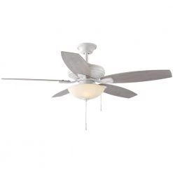North Pond 52 in. Indoor/Outdoor LED Matte White Ceiling Fan with Light Kit, Reversible Motor and Reversible Blades by Hampton Bay -Hampton Bay Sales matte white hampton bay ceiling fans with lights 59216 31 1000