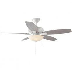 North Pond 52 in. Indoor/Outdoor LED Matte White Ceiling Fan with Light Kit, Reversible Motor and Reversible Blades by Hampton Bay -Hampton Bay Sales matte white hampton bay ceiling fans with lights 59216 76 1000