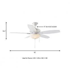 North Pond 52 in. Indoor/Outdoor LED Matte White Ceiling Fan with Light Kit, Reversible Motor and Reversible Blades by Hampton Bay -Hampton Bay Sales matte white hampton bay ceiling fans with lights 59216 a0 1000