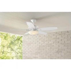 North Pond 52 in. Indoor/Outdoor LED Matte White Ceiling Fan with Light Kit, Reversible Motor and Reversible Blades by Hampton Bay -Hampton Bay Sales matte white hampton bay ceiling fans with lights 59216 c3 1000