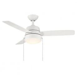 Caprice 44 in. Integrated LED Indoor Matte White Ceiling Fan with Light Kit by Hampton Bay