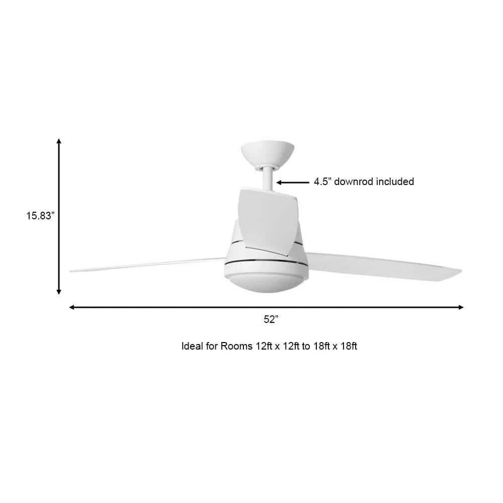 Caprice 52 in. Integrated LED Indoor Matte White Ceiling Fan with Light Kit and Remote Control by Hampton Bay 6 Caprice 52 in. Integrated LED Indoor Matte White Ceiling Fan with Light Kit and Remote Control by Hampton Bay - Image 6