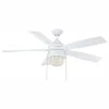 Seaport II 52 in. LED Indoor/Outdoor Matte White Ceiling Fan with Light and Pull Chains by Hampton Bay