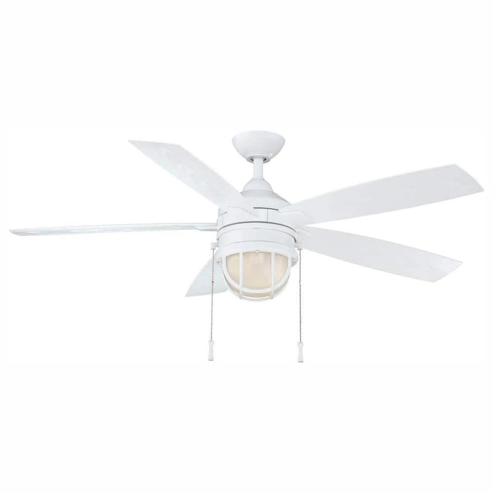 Seaport II 52 in. LED Indoor/Outdoor Matte White Ceiling Fan with Light and Pull Chains by Hampton Bay 1 Seaport II 52 in. LED Indoor/Outdoor Matte White Ceiling Fan with Light and Pull Chains by Hampton Bay