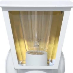 13.75 in. White 1-Light Outdoor Wall Lamp with Clear Beveled Glass Shade by Hampton Bay -Hampton Bay Sales matte white hampton bay outdoor sconces bpl1611 wht 1d 1000