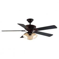 Campbell 52 in. Indoor LED Mediterranean Bronze Ceiling Fan with Light Kit, Downrod, Reversible Blades and Remote by Hampton Bay -Hampton Bay Sales mediterranean bronze hampton bay ceiling fans with lights 41350 1f 1000