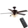 Campbell 52 in. Indoor LED Mediterranean Bronze Ceiling Fan with Light Kit, Downrod, Reversible Blades and Remote by Hampton Bay