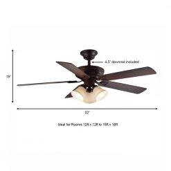 Campbell 52 in. Indoor LED Mediterranean Bronze Ceiling Fan with Light Kit, Downrod, Reversible Blades and Remote by Hampton Bay -Hampton Bay Sales mediterranean bronze hampton bay ceiling fans with lights 41350 a0 1000