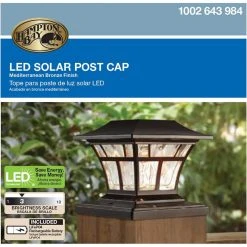Solar 15 Lumens Mediterranean Bronze Outdoor Integrated LED 3000K Warm White Landscape Post Cap Light by Hampton Bay -Hampton Bay Sales mediterranean bronze hampton bay deck post lights 84044 1f 1000