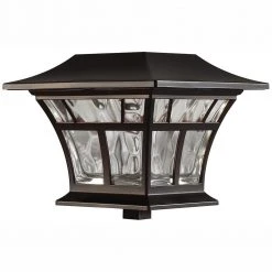 Solar 15 Lumens Mediterranean Bronze Outdoor Integrated LED 3000K Warm White Landscape Post Cap Light by Hampton Bay -Hampton Bay Sales mediterranean bronze hampton bay deck post lights 84044 4f 1000