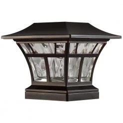 Solar 15 Lumens Mediterranean Bronze Outdoor Integrated LED 3000K Warm White Landscape Post Cap Light by Hampton Bay -Hampton Bay Sales mediterranean bronze hampton bay deck post lights 84044 77 1000