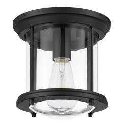 Melrose Park 8 in. 1-Light Black Metal Flush Mount by Hampton Bay