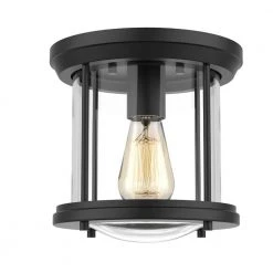 Melrose Park 8 in. 1-Light Black Metal Flush Mount by Hampton Bay -Hampton Bay Sales metal black hampton bay flush mount lights hm20200716 1 bk c3 1000