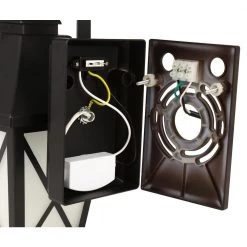 1-Light Midnight Black Integrated LED Outdoor Flicker Flame Effect Decorative Selectable Color Lantern Sconce Wall Light by Hampton Bay -Hampton Bay Sales midnight black hampton bay outdoor sconces lan15 3wy blk hd 66 1000