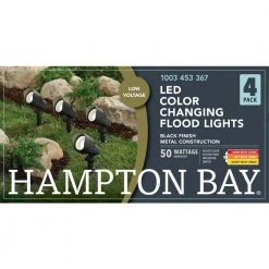 9.8-Watt Millennium Black Adjustable Light Color Outdoor Integrated LED Landscape Flood Light (4-Pack) by Hampton Bay -Hampton Bay Sales millennium black hampton bay landscape flood lights iwh1501l 3 4pk 4f 1000