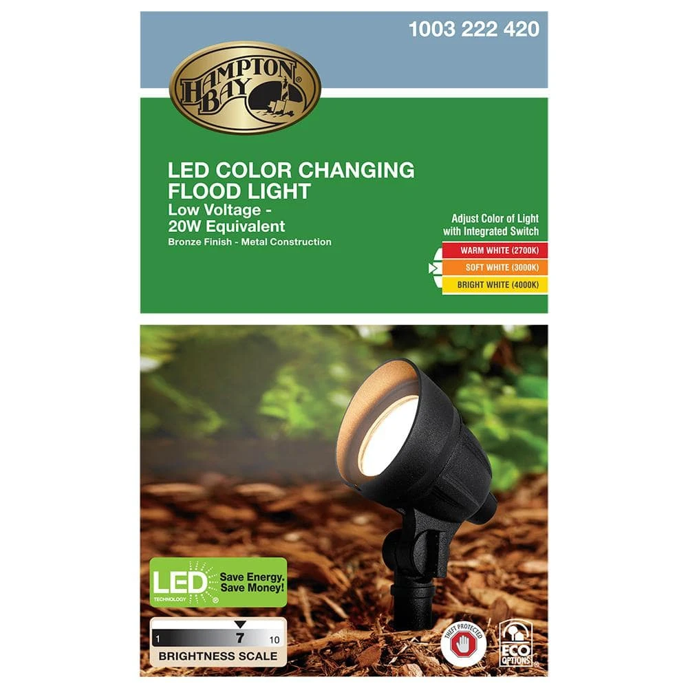 4.5-Watt Millennium Bronze Adjustable Light Color Outdoor Integrated LED Landscape Flood Light by Hampton Bay 2 4.5-Watt Millennium Bronze Adjustable Light Color Outdoor Integrated LED Landscape Flood Light by Hampton Bay - Image 2