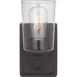 Evangeline 4.5 in. 1-Light Modern Bronze Indoor Wall Farmhouse Sconce with Clear Seeded Glass Shade by Hampton Bay 22 Evangeline 4.5 in. 1-Light Modern Bronze Indoor Wall Farmhouse Sconce with Clear Seeded Glass Shade by Hampton Bay -Hampton Bay Sales modern bronze hampton bay vanity lighting 1014hbmbzdi 1f 1000