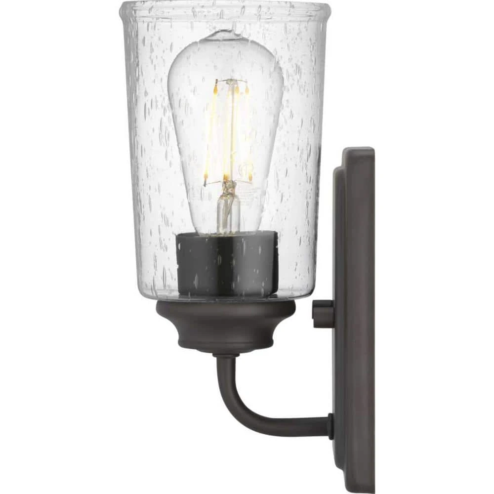 Evangeline 4.5 in. 1-Light Modern Bronze Indoor Wall Farmhouse Sconce with Clear Seeded Glass Shade by Hampton Bay 11 Evangeline 4.5 in. 1-Light Modern Bronze Indoor Wall Farmhouse Sconce with Clear Seeded Glass Shade by Hampton Bay - Image 11