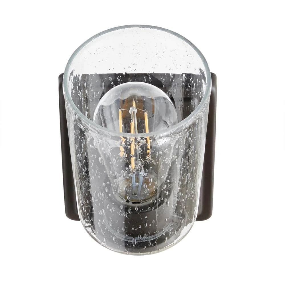 Evangeline 4.5 in. 1-Light Modern Bronze Indoor Wall Farmhouse Sconce with Clear Seeded Glass Shade by Hampton Bay 7 Evangeline 4.5 in. 1-Light Modern Bronze Indoor Wall Farmhouse Sconce with Clear Seeded Glass Shade by Hampton Bay - Image 7