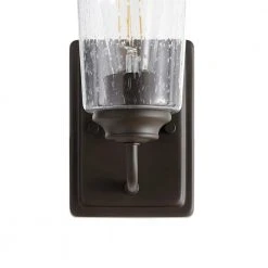 Evangeline 4.5 in. 1-Light Modern Bronze Indoor Wall Farmhouse Sconce with Clear Seeded Glass Shade by Hampton Bay 16 Evangeline 4.5 in. 1-Light Modern Bronze Indoor Wall Farmhouse Sconce with Clear Seeded Glass Shade by Hampton Bay -Hampton Bay Sales modern bronze hampton bay vanity lighting 1014hbmbzdi a0 1000