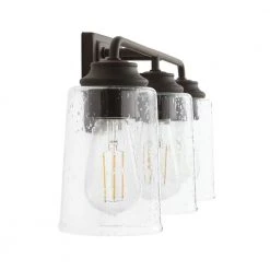 Evangeline 23 in. 3-Light Modern Bronze Farmhouse Bathroom Vanity Light with Clear Seeded Glass Shades by Hampton Bay -Hampton Bay Sales modern bronze hampton bay vanity lighting 1016hbmbzdi 1d 1000