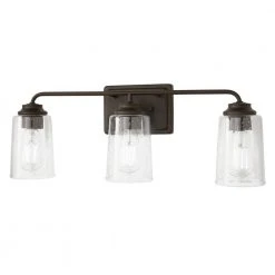 Evangeline 23 in. 3-Light Modern Bronze Farmhouse Bathroom Vanity Light with Clear Seeded Glass Shades by Hampton Bay -Hampton Bay Sales modern bronze hampton bay vanity lighting 1016hbmbzdi 1f 1000