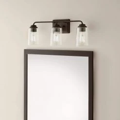 Evangeline 23 in. 3-Light Modern Bronze Farmhouse Bathroom Vanity Light with Clear Seeded Glass Shades by Hampton Bay -Hampton Bay Sales modern bronze hampton bay vanity lighting 1016hbmbzdi 31 1000