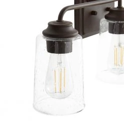 Evangeline 23 in. 3-Light Modern Bronze Farmhouse Bathroom Vanity Light with Clear Seeded Glass Shades by Hampton Bay -Hampton Bay Sales modern bronze hampton bay vanity lighting 1016hbmbzdi 77 1000