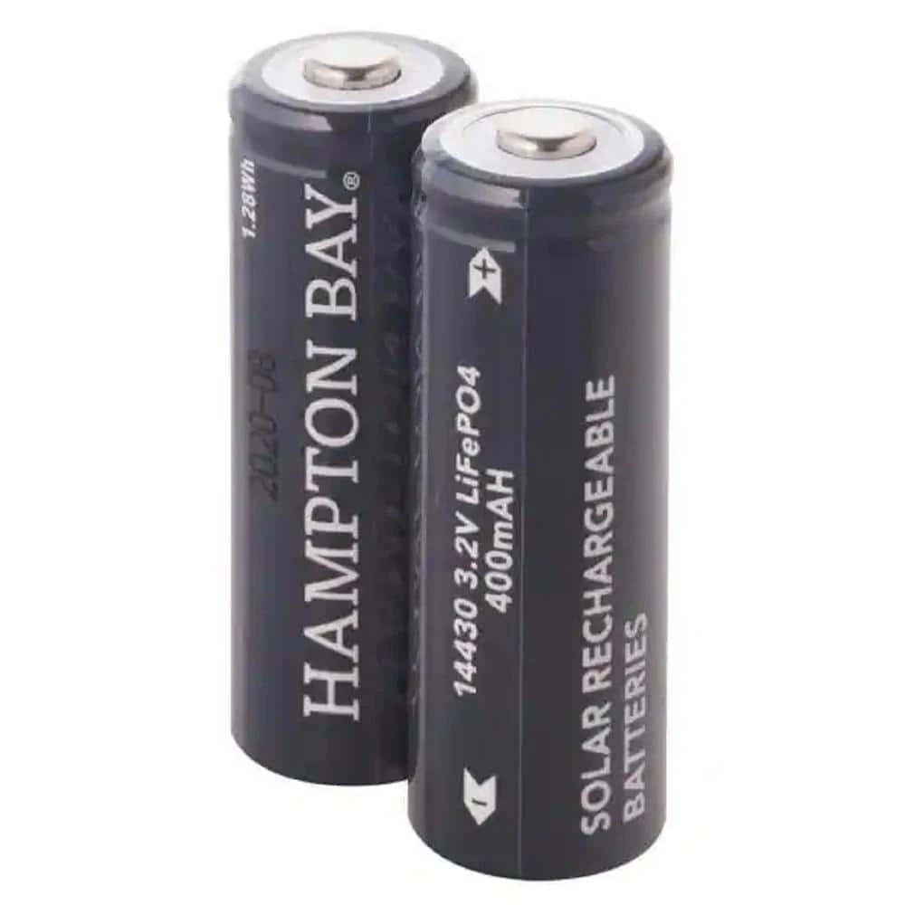 Lithium Phosphate 1000 mAh Solar Rechargeable 18500 Batteries (2-Pack) by Hampton Bay 1 Lithium Phosphate 1000 mAh Solar Rechargeable 18500 Batteries (2-Pack) by Hampton Bay