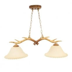2-Light Natural Antler Kitchen Island Light with Sunset Glass Shades by Hampton Bay -Hampton Bay Sales natural antler hampton bay chandeliers 17192 40 1000