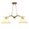 2-Light Natural Antler Kitchen Island Light with Sunset Glass Shades by Hampton Bay