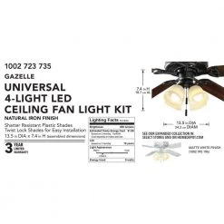 Gazelle 4-Light LED Natural Iron Universal Ceiling Fan Light Kit by Hampton Bay -Hampton Bay Sales natural iron hampton bay ceiling fan light kits 91306 fa 1000