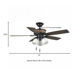 Riverwalk 42 in. Indoor/Outdoor LED Natural Iron Wet Rated Ceiling Fan with Light Kit and 5 ABS Weatherproof Blades by Hampton Bay -Hampton Bay Sales natural iron hampton bay ceiling fans with lights 43242 a0 1000