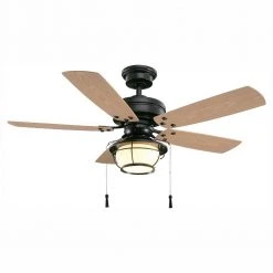 North Shoreline 46 in. LED Indoor/Outdoor Natural Iron Ceiling Fan with Light Kit by Hampton Bay