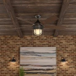 Seaport 52 in. LED Indoor/Outdoor Natural Iron Ceiling Fan with Light Kit by Hampton Bay -Hampton Bay Sales natural iron hampton bay ceiling fans with lights al634 ni 31 1000