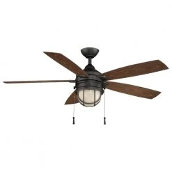 Seaport 52 in. LED Indoor/Outdoor Natural Iron Ceiling Fan with Light Kit by Hampton Bay